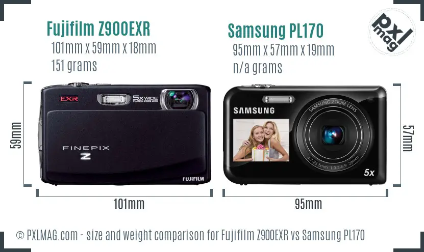 Fujifilm Z900EXR vs Samsung PL170 size comparison Fujifilm Z900EXR vs Samsung PL170 size comparison