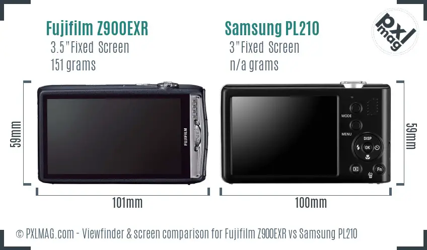 Fujifilm Z900EXR vs Samsung PL210 Screen and Viewfinder comparison