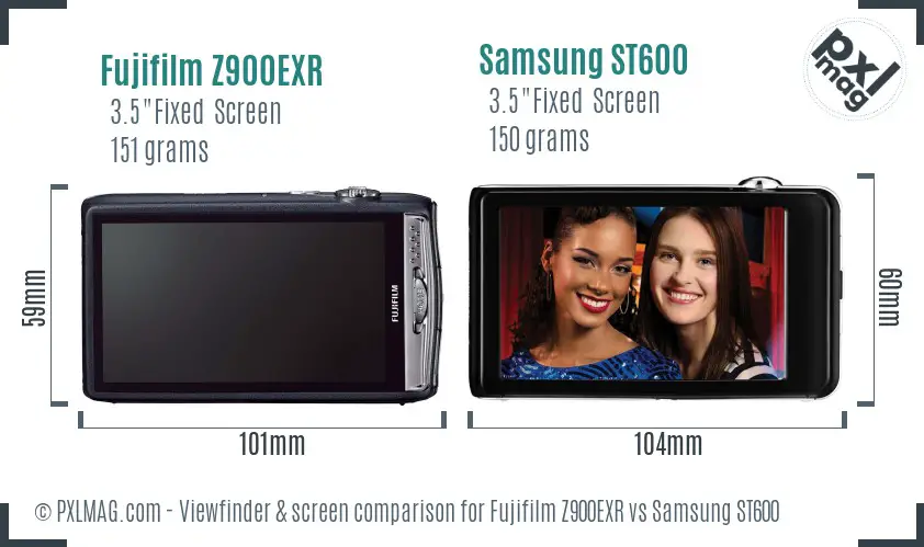 Fujifilm Z900EXR vs Samsung ST600 Screen and Viewfinder comparison