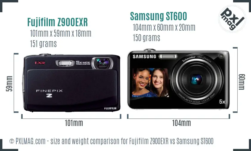 Fujifilm Z900EXR vs Samsung ST600 size comparison