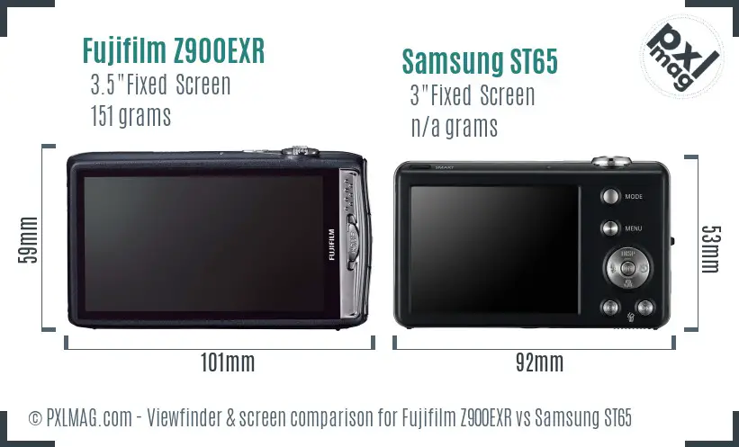Fujifilm Z900EXR vs Samsung ST65 Screen and Viewfinder comparison
