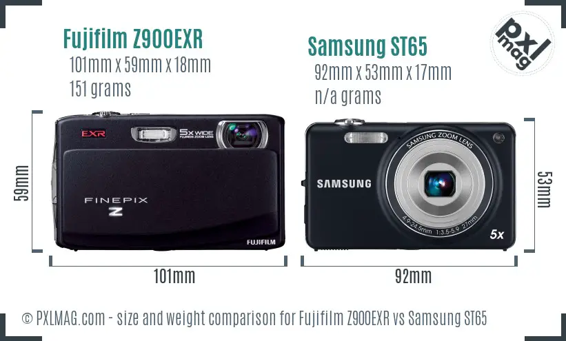 Fujifilm Z900EXR vs Samsung ST65 size comparison