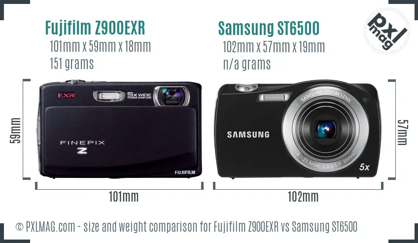Fujifilm Z900EXR vs Samsung ST6500 size comparison Fujifilm Z900EXR vs Samsung ST6500 size comparison