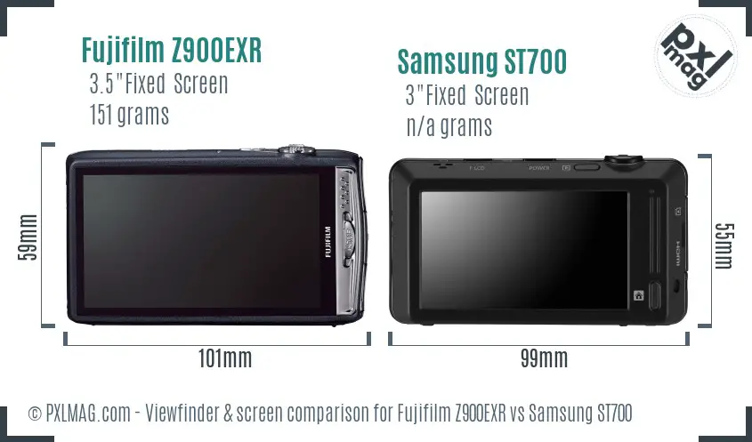 Fujifilm Z900EXR vs Samsung ST700 Screen and Viewfinder comparison