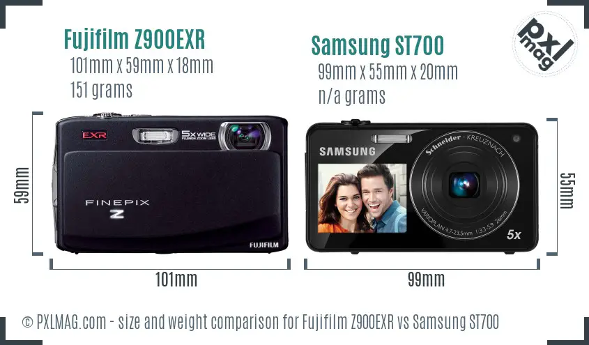 Fujifilm Z900EXR vs Samsung ST700 size comparison