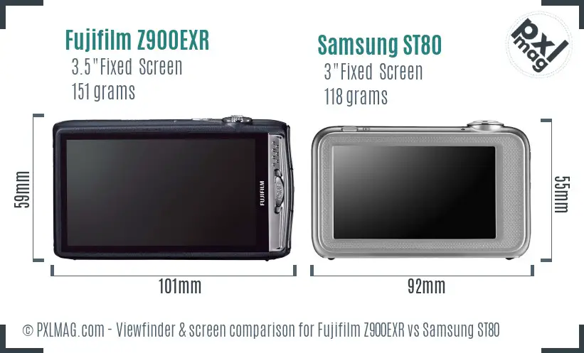 Fujifilm Z900EXR vs Samsung ST80 Screen and Viewfinder comparison