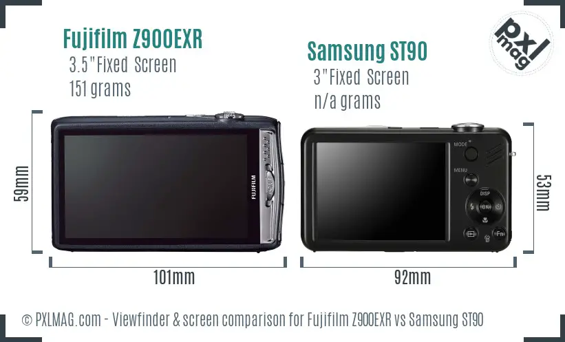 Fujifilm Z900EXR vs Samsung ST90 Screen and Viewfinder comparison