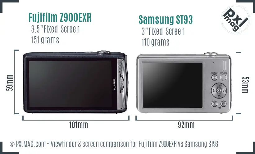 Fujifilm Z900EXR vs Samsung ST93 Screen and Viewfinder comparison