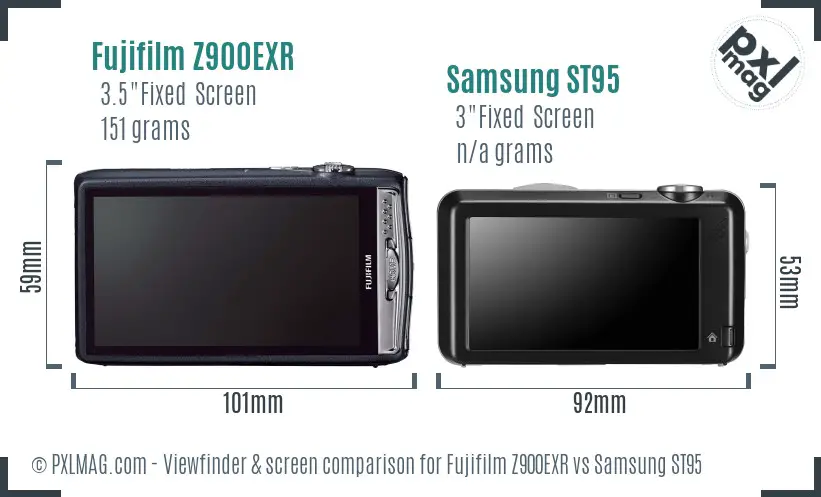Fujifilm Z900EXR vs Samsung ST95 Screen and Viewfinder comparison