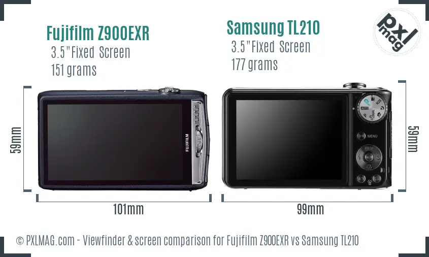 Fujifilm Z900EXR vs Samsung TL210 Screen and Viewfinder comparison