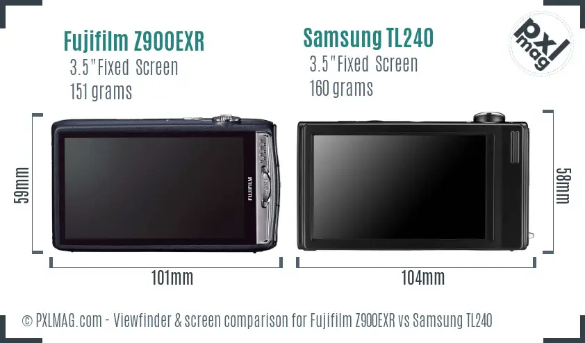 Fujifilm Z900EXR vs Samsung TL240 Screen and Viewfinder comparison