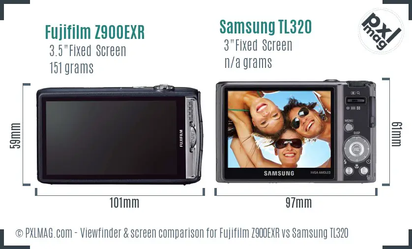 Fujifilm Z900EXR vs Samsung TL320 Screen and Viewfinder comparison