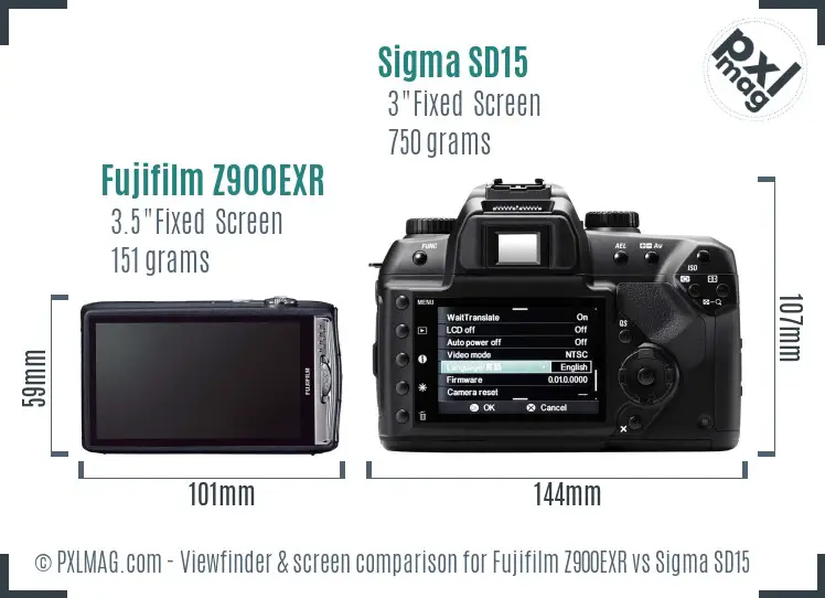 Fujifilm Z900EXR vs Sigma SD15 Screen and Viewfinder comparison