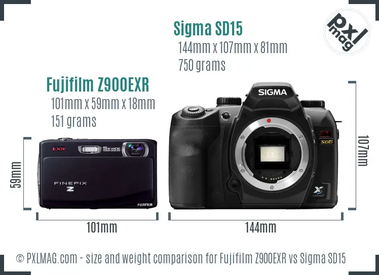 Fujifilm Z900EXR vs Sigma SD15 size comparison