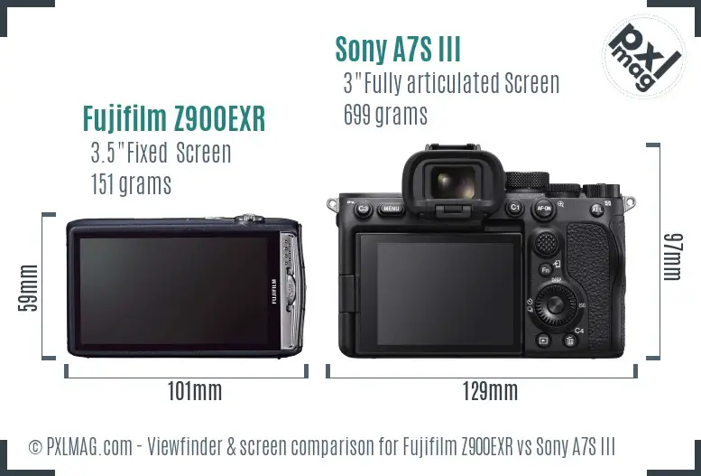 Fujifilm Z900EXR vs Sony A7S III Screen and Viewfinder comparison