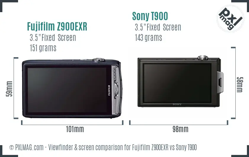 Fujifilm Z900EXR vs Sony T900 Screen and Viewfinder comparison