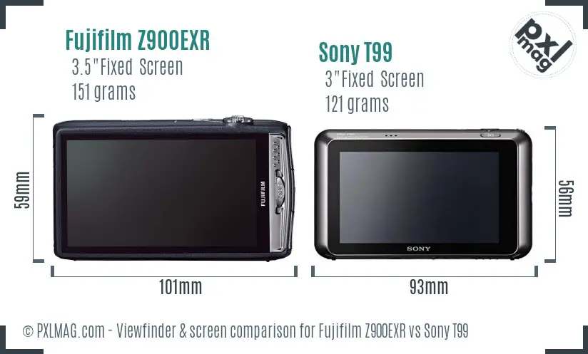 Fujifilm Z900EXR vs Sony T99 Screen and Viewfinder comparison