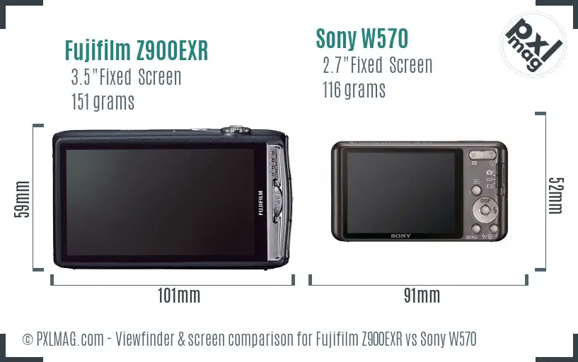 Fujifilm Z900EXR vs Sony W570 Screen and Viewfinder comparison