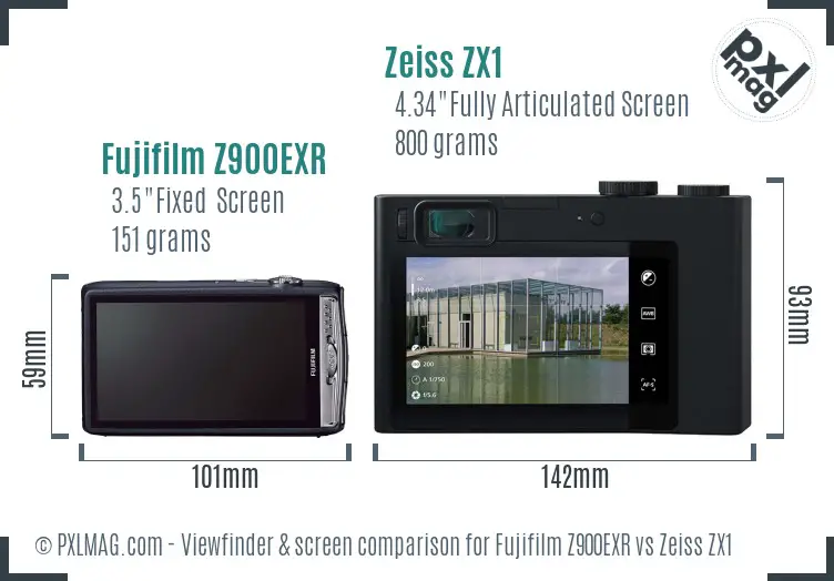 Fujifilm Z900EXR vs Zeiss ZX1 Screen and Viewfinder comparison