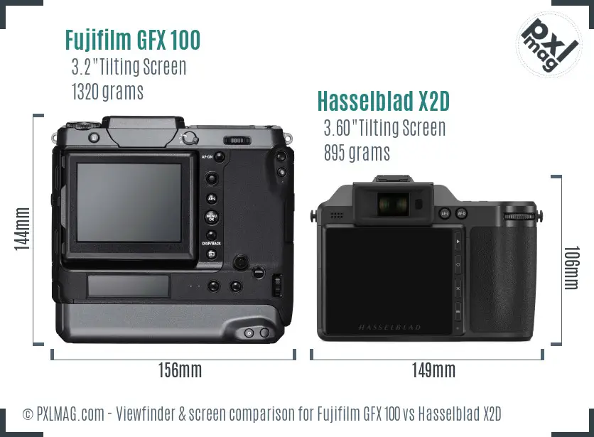 Fujifilm GFX 100 vs Hasselblad X2D Screen and Viewfinder comparison