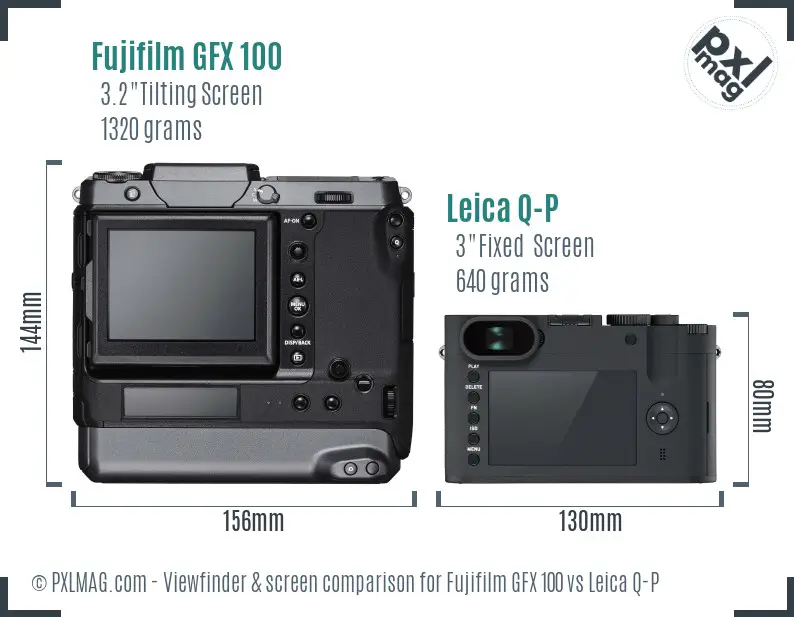 Fujifilm GFX 100 vs Leica Q-P Screen and Viewfinder comparison