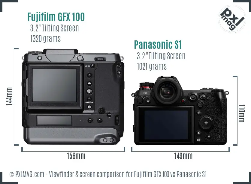 Fujifilm GFX 100 vs Panasonic S1 Screen and Viewfinder comparison
