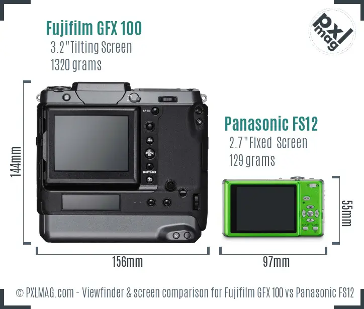 Fujifilm GFX 100 vs Panasonic FS12 Screen and Viewfinder comparison