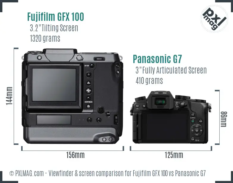 Fujifilm GFX 100 vs Panasonic G7 Screen and Viewfinder comparison