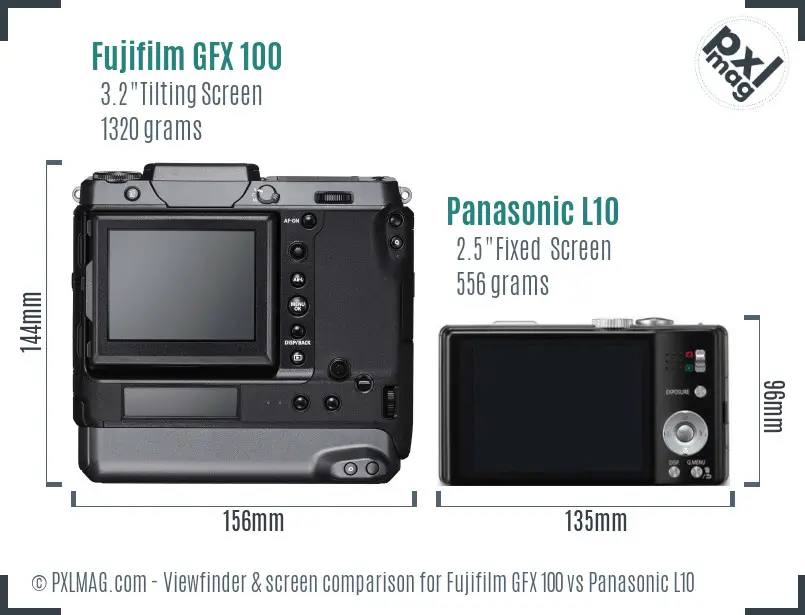 Fujifilm GFX 100 vs Panasonic L10 Screen and Viewfinder comparison
