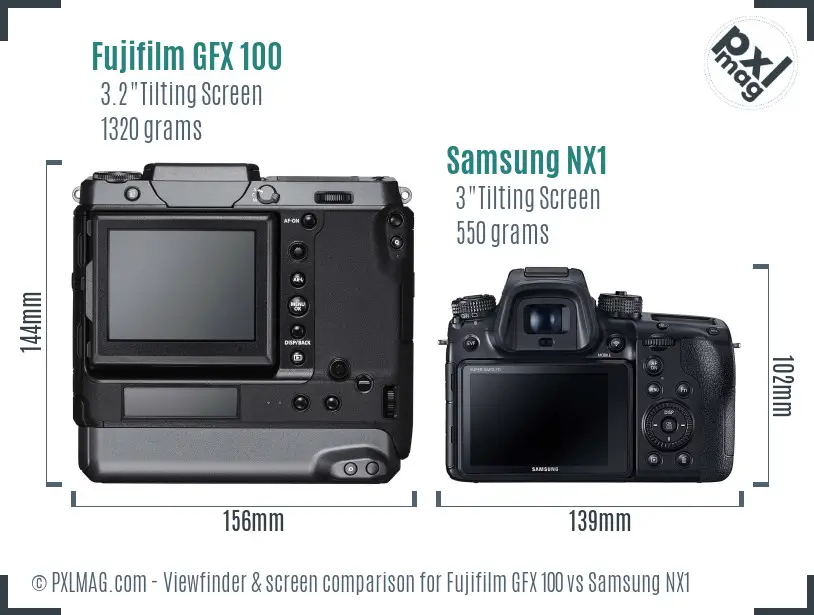 Fujifilm GFX 100 vs Samsung NX1 Screen and Viewfinder comparison