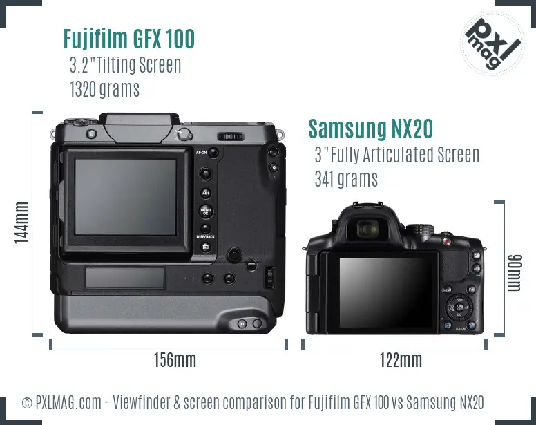 Fujifilm GFX 100 vs Samsung NX20 Screen and Viewfinder comparison