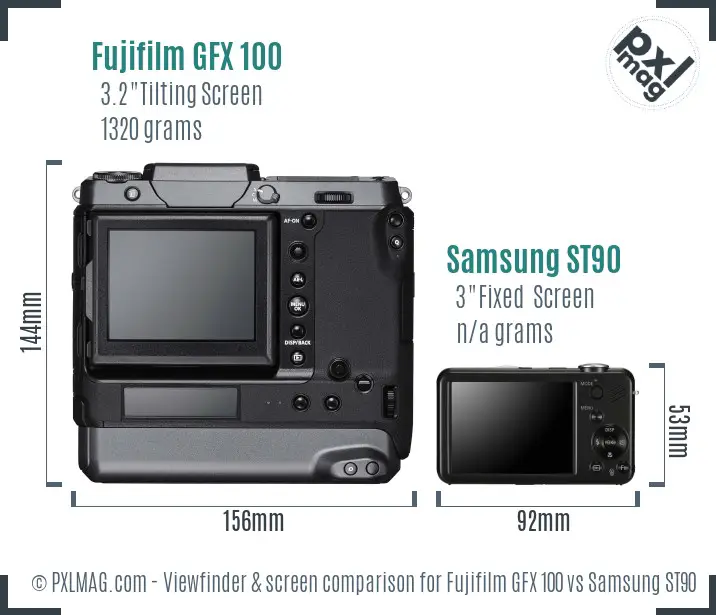 Fujifilm GFX 100 vs Samsung ST90 Screen and Viewfinder comparison