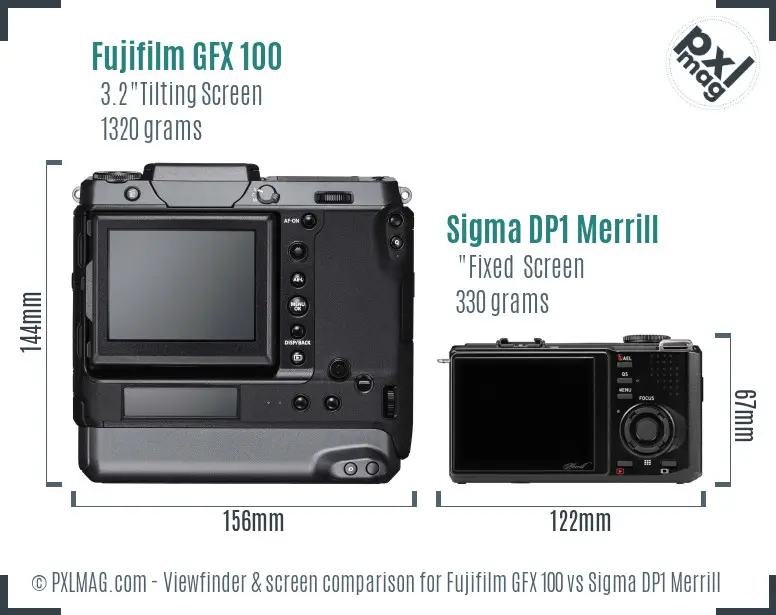 Fujifilm GFX 100 vs Sigma DP1 Merrill Screen and Viewfinder comparison