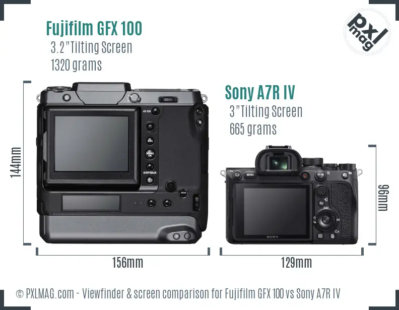 Fujifilm GFX 100 vs Sony A7R IV Screen and Viewfinder comparison