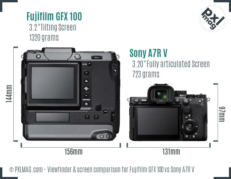 Fujifilm GFX 100 vs Sony A7R V Screen and Viewfinder comparison