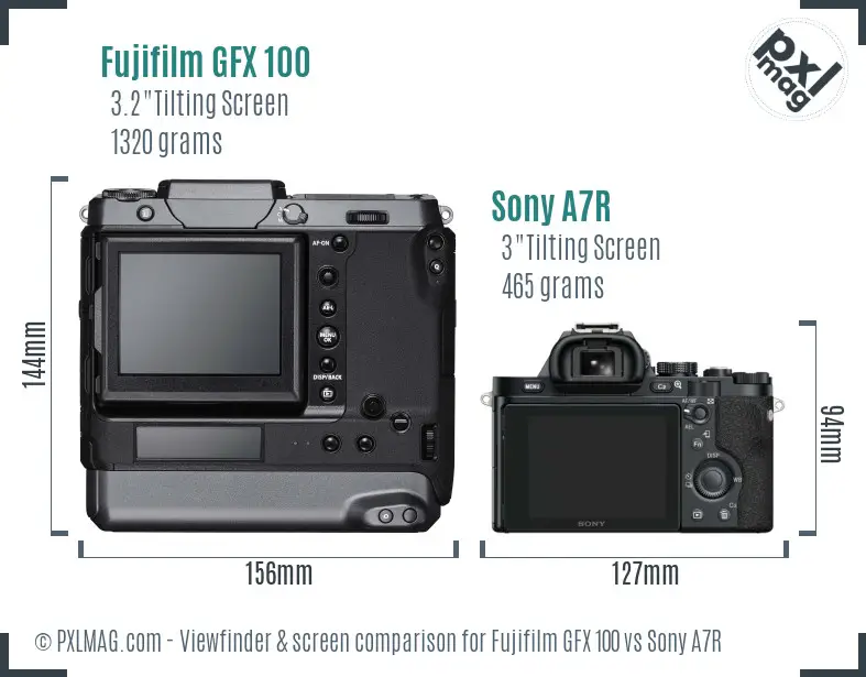 Fujifilm GFX 100 vs Sony A7R Screen and Viewfinder comparison