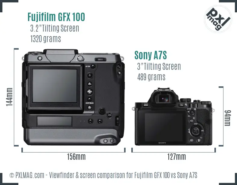 Fujifilm GFX 100 vs Sony A7S Screen and Viewfinder comparison