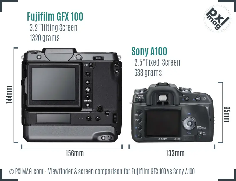 Fujifilm GFX 100 vs Sony A100 Screen and Viewfinder comparison