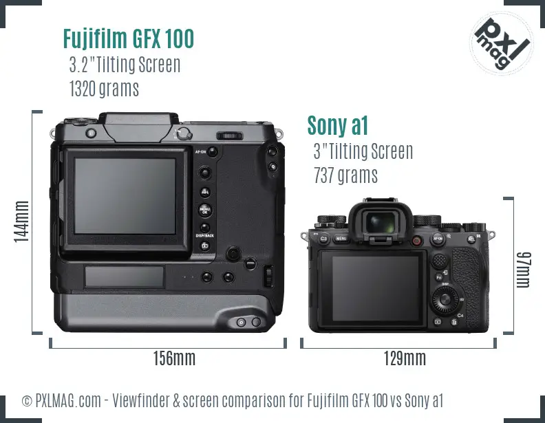 Fujifilm GFX 100 vs Sony a1 Screen and Viewfinder comparison