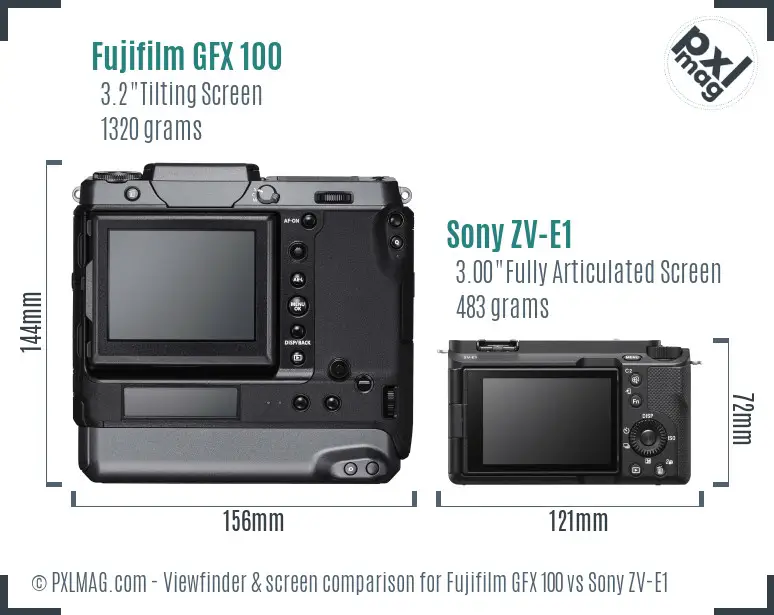 Fujifilm GFX 100 vs Sony ZV-E1 Screen and Viewfinder comparison