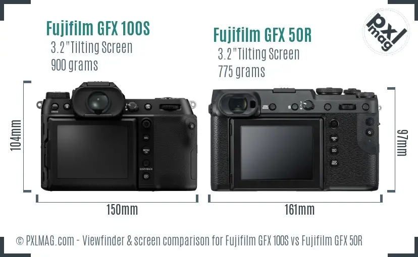 Fujifilm GFX 100S vs Fujifilm GFX 50R Screen and Viewfinder comparison
