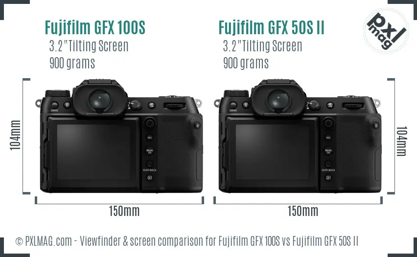 Fujifilm GFX 100S vs Fujifilm GFX 50S II Screen and Viewfinder comparison