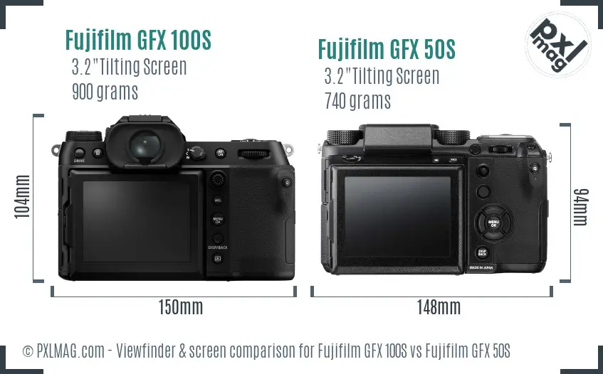 Fujifilm GFX 100S vs Fujifilm GFX 50S Screen and Viewfinder comparison