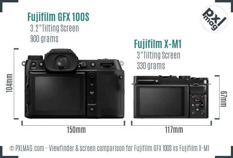 Fujifilm GFX 100S vs Fujifilm X-M1 Screen and Viewfinder comparison