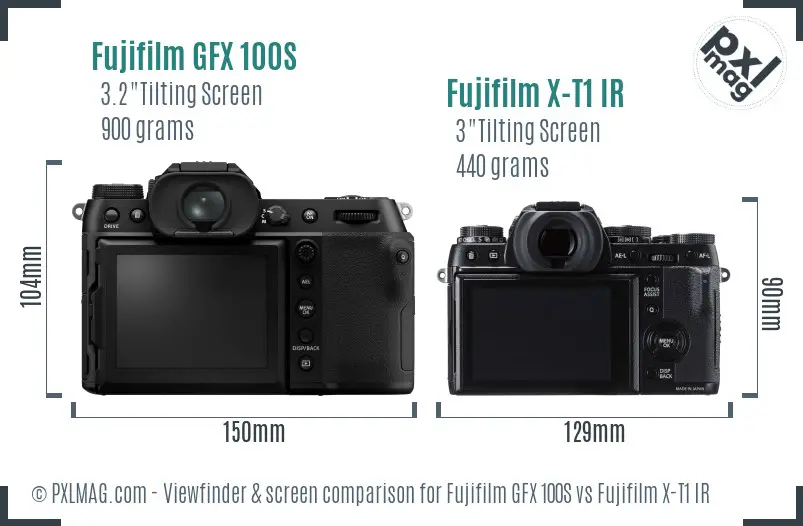 Fujifilm GFX 100S vs Fujifilm X-T1 IR Screen and Viewfinder comparison