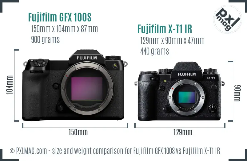 Fujifilm GFX 100S vs Fujifilm X-T1 IR size comparison