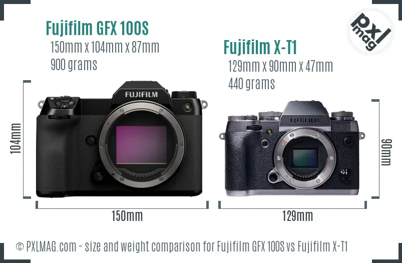 Fujifilm GFX 100S vs Fujifilm X-T1 size comparison