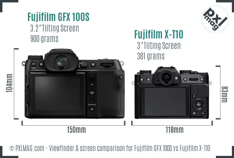 Fujifilm GFX 100S vs Fujifilm X-T10 Screen and Viewfinder comparison