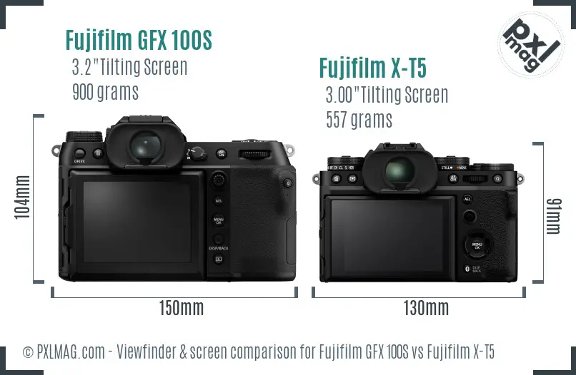 Fujifilm GFX 100S vs Fujifilm X-T5 Screen and Viewfinder comparison Fujifilm GFX 100S vs Fujifilm X-T5 Screen and Viewfinder comparison