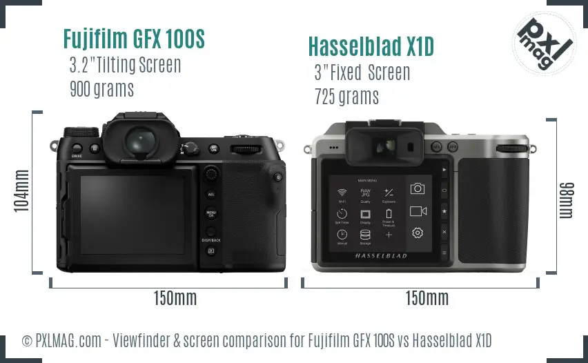 Fujifilm GFX 100S vs Hasselblad X1D Screen and Viewfinder comparison